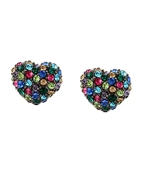 Betsey Johnson Faux Stone Pave Heart Stud Earrings