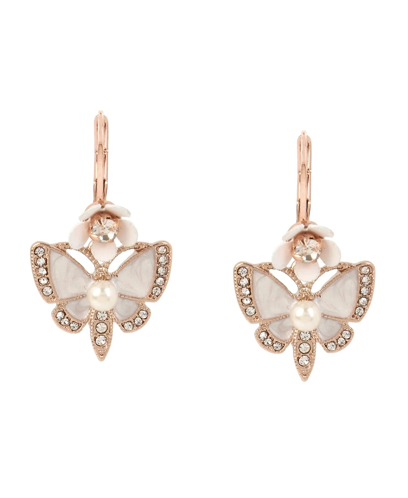 Betsey Johnson Faux Stone Butterfly Drop Earrings