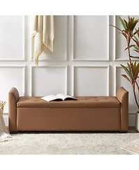 Monica 57.75"Wide Tufted Storage Bench with Flared Arms