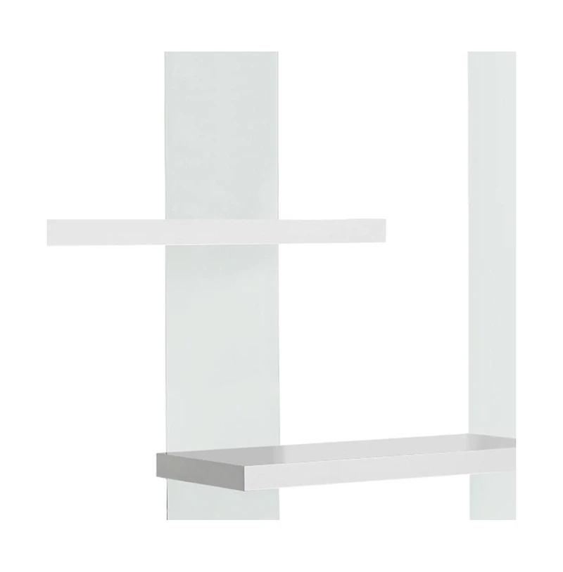 59" White Glass Four Tier Etagere Bookcase