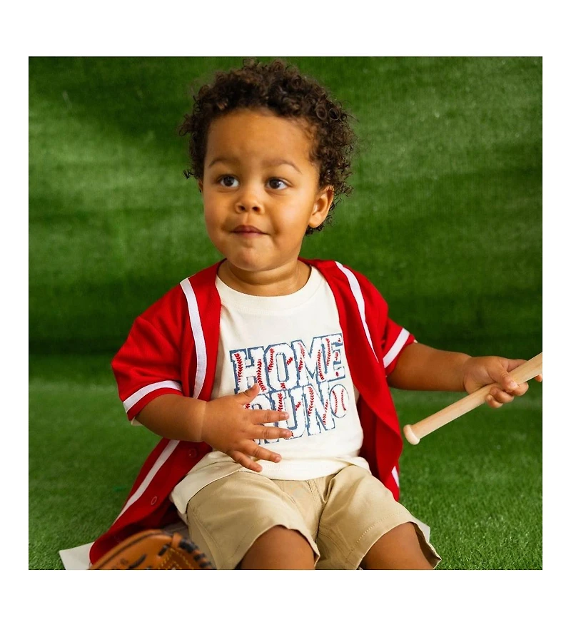 Sweet Wink Toddler Boys Home Run Patch Short Sleeve T-Shirt