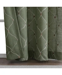 Kate Aurora 1 Piece Vienna Lux Embroidered Linen Blend Semi Sheer Grommet Window Curtain Panel - 84 in. Long