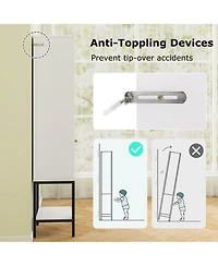 57" Bathroom Tall Cabinet with 1 Door and 4 Shelves Freestanding Floor Cabinet