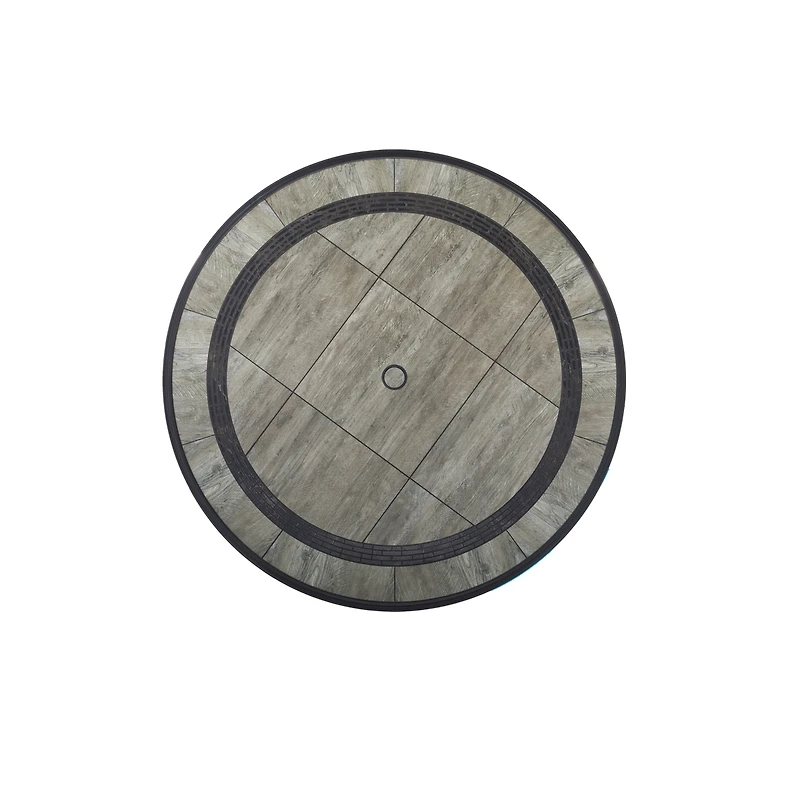 Casainc 48 inch Aluminum Ceramic Tile Top Round Dining Table with Umbrella Hole