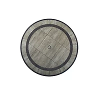 Casainc 48 inch Aluminum Ceramic Tile Top Round Dining Table with Umbrella Hole