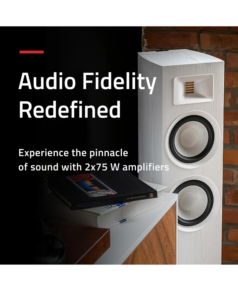 Fluance Ri91 Reference Stereo Powered Floorstanding Tower Speakers with High Performance Amt Tweeters, 2x6.5" Drivers, 150W Amplifier for Turntable, T