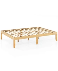 Full Size Wooden Platform Bed Frame 14" with Rubber Wood Legs Under-bed Storage