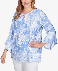 Ruby Rd. Plus Size Puff Print Ruffle Top