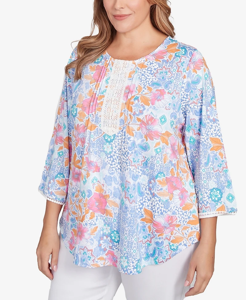 Ruby Rd. Plus Floral Puff Print Top