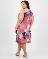 Jones New York Plus Size Printed Linen-Blend Dress