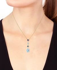 Effy Multi-Gemstone (4-5/8 ct. t.w.) & Diamond Accent Mixed Cut Linear Pendant Necklace in 14k Gold