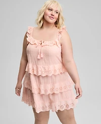 And Now This Trendy Plus Eyelet Cotton Sleeveless A-Line Dress, Exclusively at Macy's
