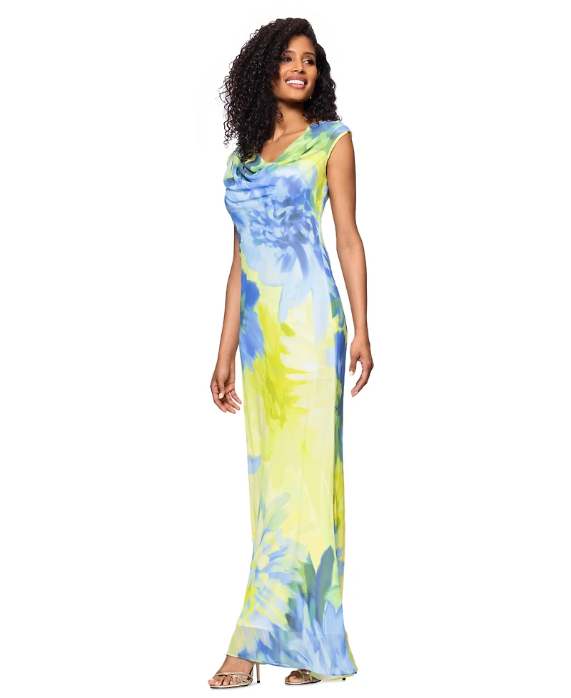 Betsy & Adam Petite Chiffon Cowlneck Sheath Dress