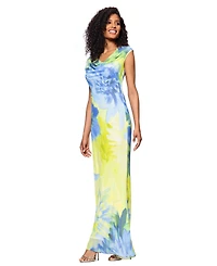Betsy & Adam Petite Chiffon Cowlneck Sheath Dress