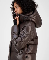 S13 Women's Ella Hooded Thumbhole-Cuff Puffer Coat
