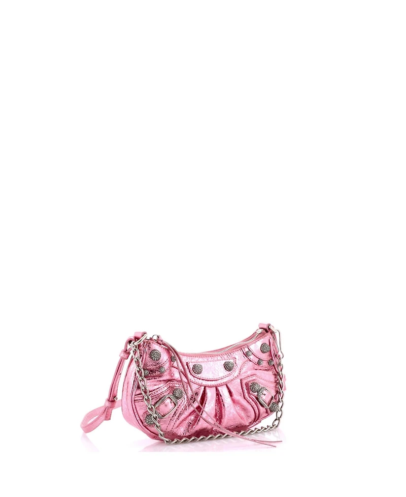 Pre-Owned Balenciaga Mini Le Cagole Giant Studs Shoulder Bag Leather with Crystals