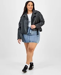 Jou Jou Trendy Plus Size Faux-Leather Belted Jacket