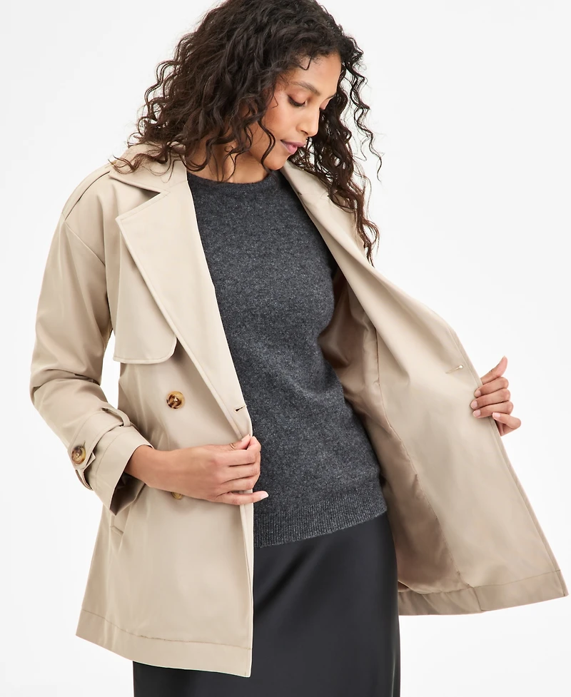 Jou Juniors' Double-Breasted Belted Trench Coat