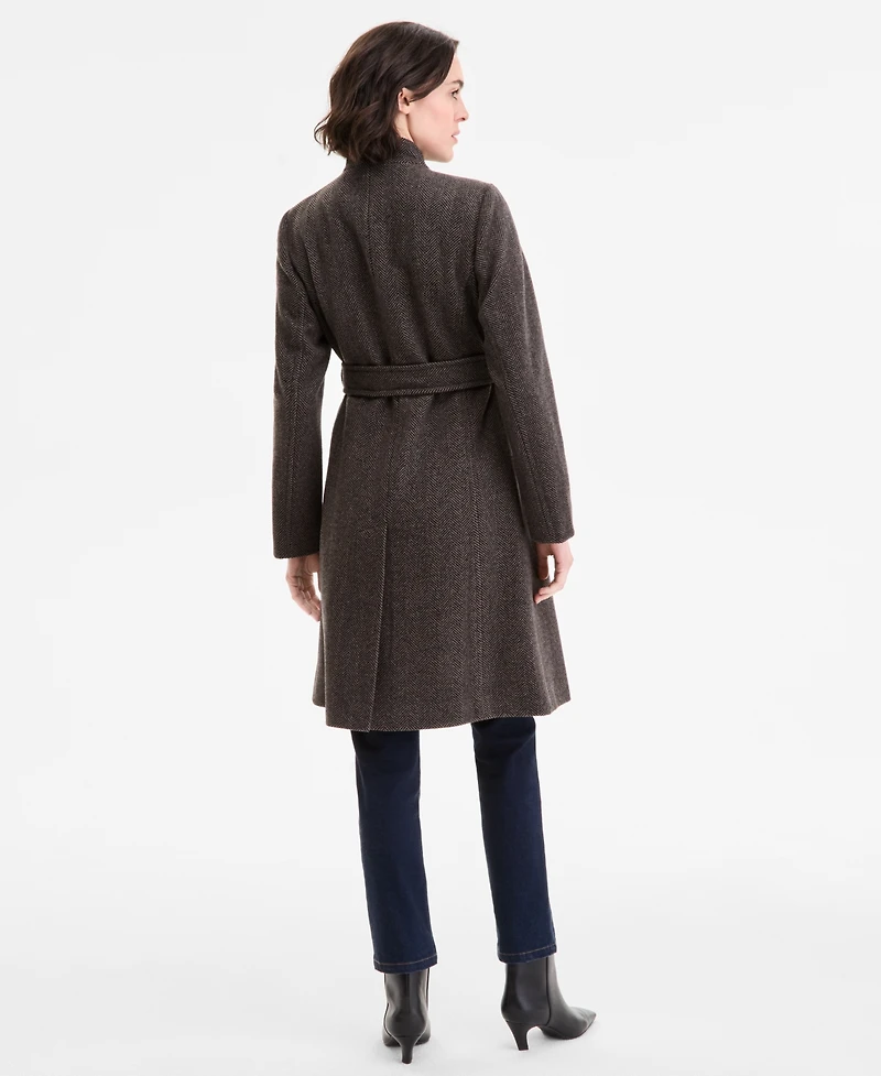 Anne Klein Women's Asymmetric Button-Front Belted Coat