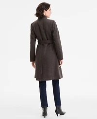 Anne Klein Women's Asymmetric Button-Front Belted Coat