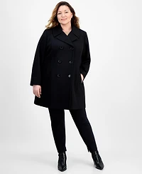 Anne Klein Plus Double-Breasted Peacoat, Exclusively at Macy's