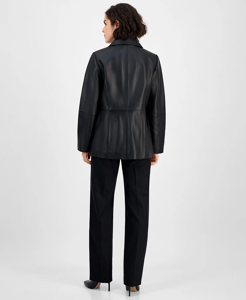 Anne Klein Women's Zip-Front Leather Jacket