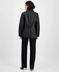 Anne Klein Women's Zip-Front Leather Jacket