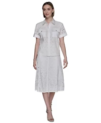 Karl Lagerfeld Paris Women's Eyelet Cotton Shirt