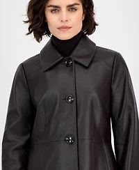 Anne Klein Women's Single-Breasted Leather Coat
