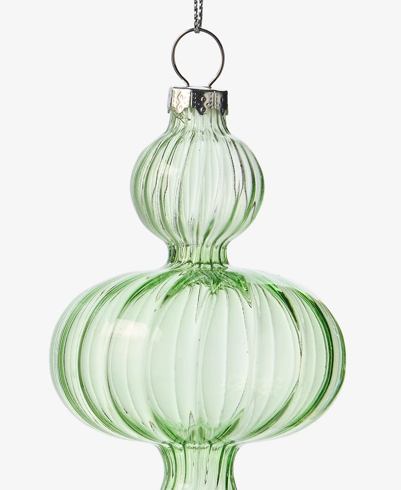Holiday Lane Pastel Shine Green Glass Finial Drop Ornament, Macy's Exclusive