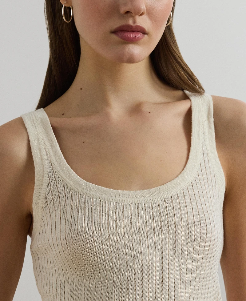 Lauren Ralph Women's Rib-Knit Linen-Blend Sweater Tank Top