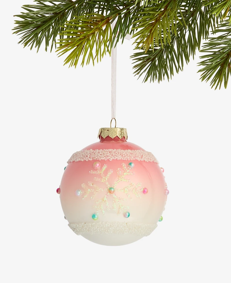 Holiday Lane Sugar Plum Glass Snowflake Ball Ornament, Macy's Exclusive