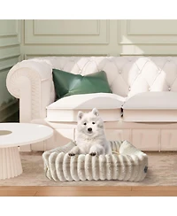 Elle Decor Square Plush Pet Cuddler Bed, Stylish and Comfortable Bedding for Dogs Cats