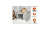 Bingopaw Front Entry Cat Litter Box with Scoop & Odor Control Tray