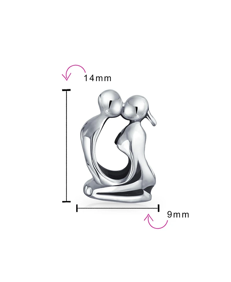 Bling Jewelry Set of 2 Couples Kissing Lovers & Valentine Heart Knot Spacer Charm Bead Silver