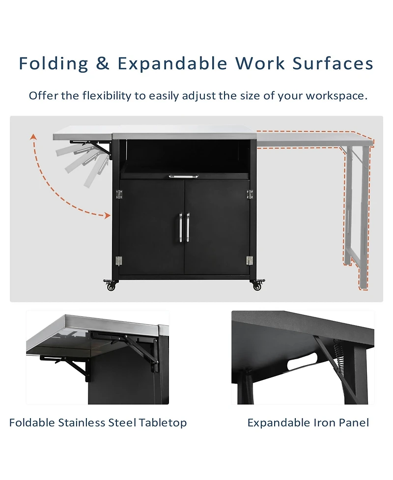 Mondawe Versatile Outdoor Cabinet with Folding & Expandable Work Surfaces