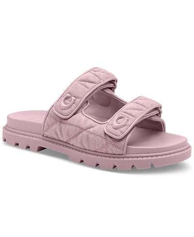 Coach Women's Sculpted C Quilted Washed Denim Double Band Sandals