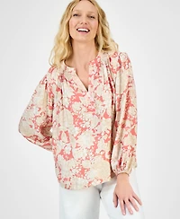 Nautica Jeans Women's Long Sleeve Floral Tunic Top
