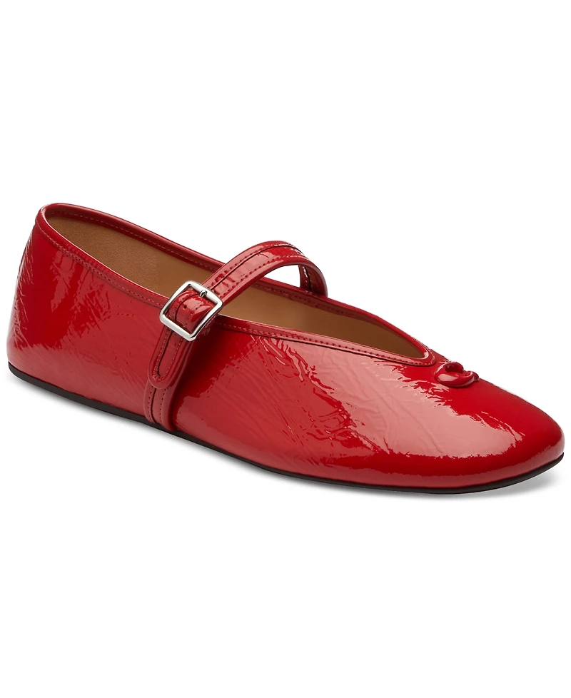 Coach Women's Sculpted C Crinkle Patent Leather Soft Mary Jane Flats