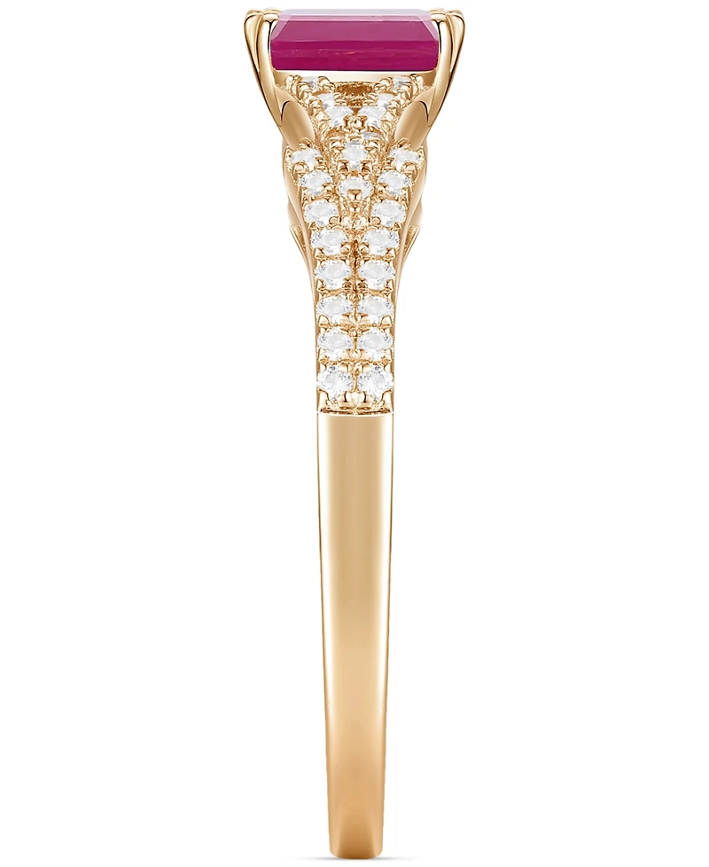 Emerald (5/8 ct. t.w.) & Diamond (1/4 Ring 14k Gold (Also Ruby Sapphire)