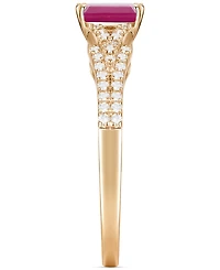 Emerald (5/8 ct. t.w.) & Diamond (1/4 Ring 14k Gold (Also Ruby Sapphire)