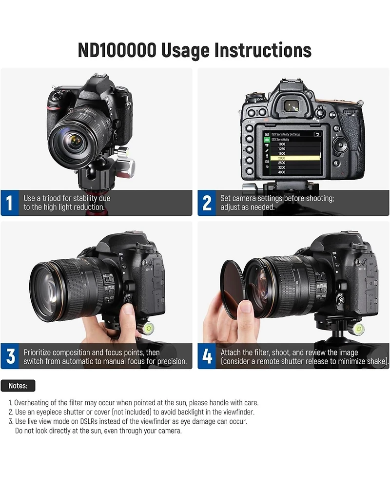 Neewer 86mm Nd100000 (16.5 Stop) Fixed Neutral Density ND Filter, Ultra Dark Multi Resistant Coated Hd Optical Glass and Slim Aluminum Frame for Celes