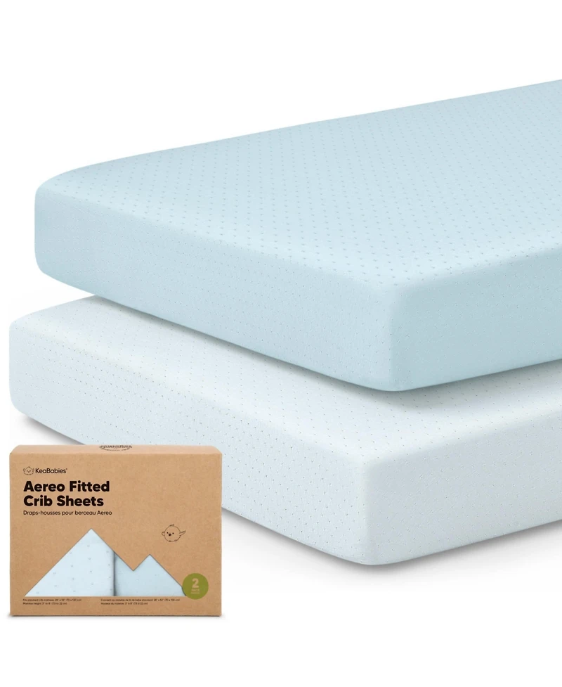 KeaBabies 2pk Aereo Fitted Crib Sheets for Boys, Girls, 52x28 Standard Baby Mattress Sheets, Bamboo Viscose Cotton