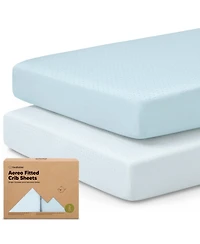 KeaBabies 2pk Aereo Fitted Crib Sheets for Boys, Girls, 52x28 Standard Baby Mattress Sheets, Bamboo Viscose Cotton