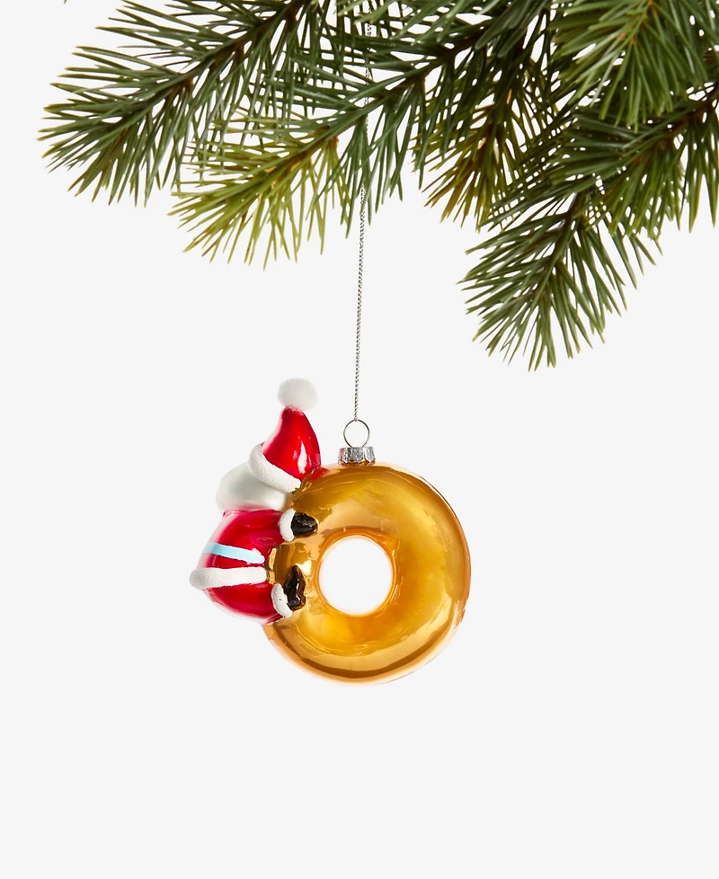 Holiday Lane Sugar Plum Glass Santa Donut Ornament, Macy's Exclusive