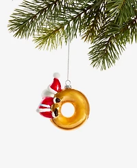 Holiday Lane Sugar Plum Glass Santa Donut Ornament, Macy's Exclusive