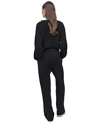 Dkny Sport Women's Rhinestone-Logo High-Rise Straight-Leg Pants
