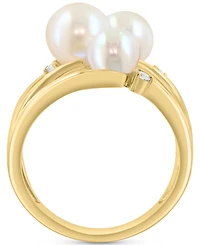 Effy Cultured Freshwater Pearl (5-1/2 - 7mm) & Diamond (1/8 ct. t.w.) Statement Ring in 14k Yellow Gold