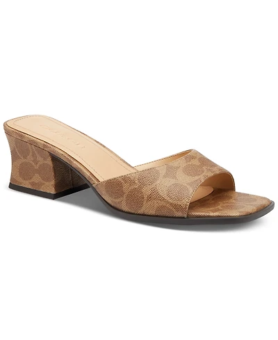Coach Women's Sculpted C Leather Block-Heel Sandals