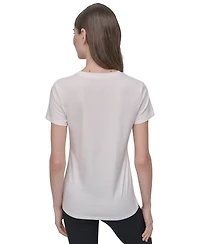 Dkny Sport Women's Cotton-Blend Rhinestone-Logo T-Shirt
